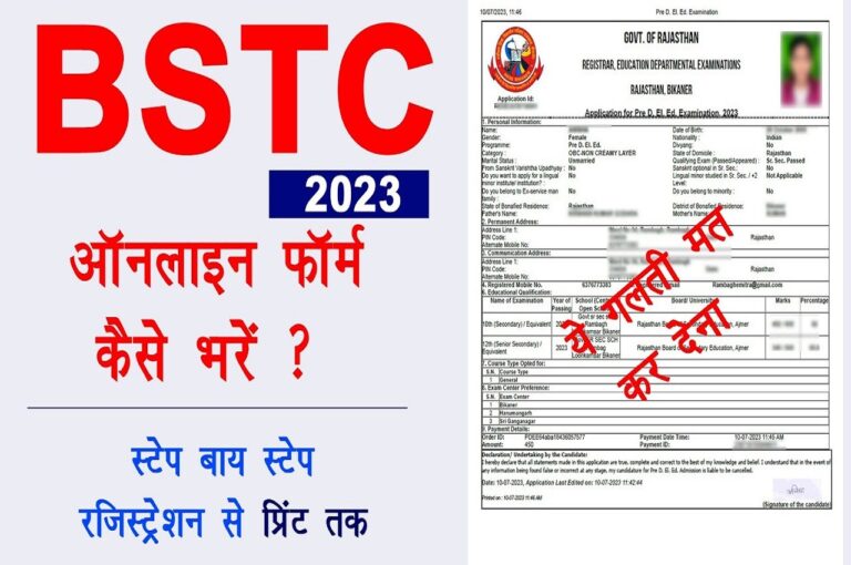 Rajasthan Bstc Application Form