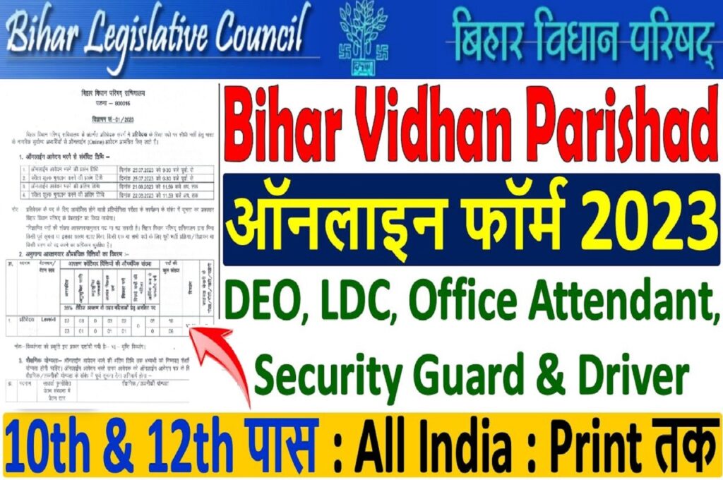 Bihar Vidhan Sabha Parishad Recruitment 2023