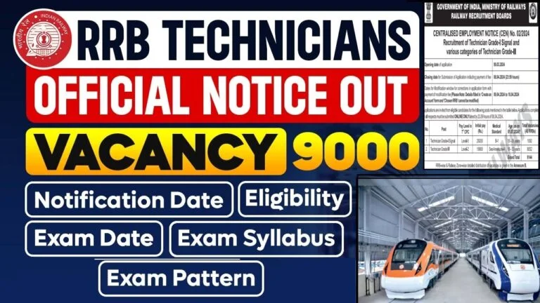 RRB Technician Bharti 2024 – रेलवे में टेक्नीशियन के 9144 पदों पर बंपर भर्ती, जाने पूरी पक्रिया